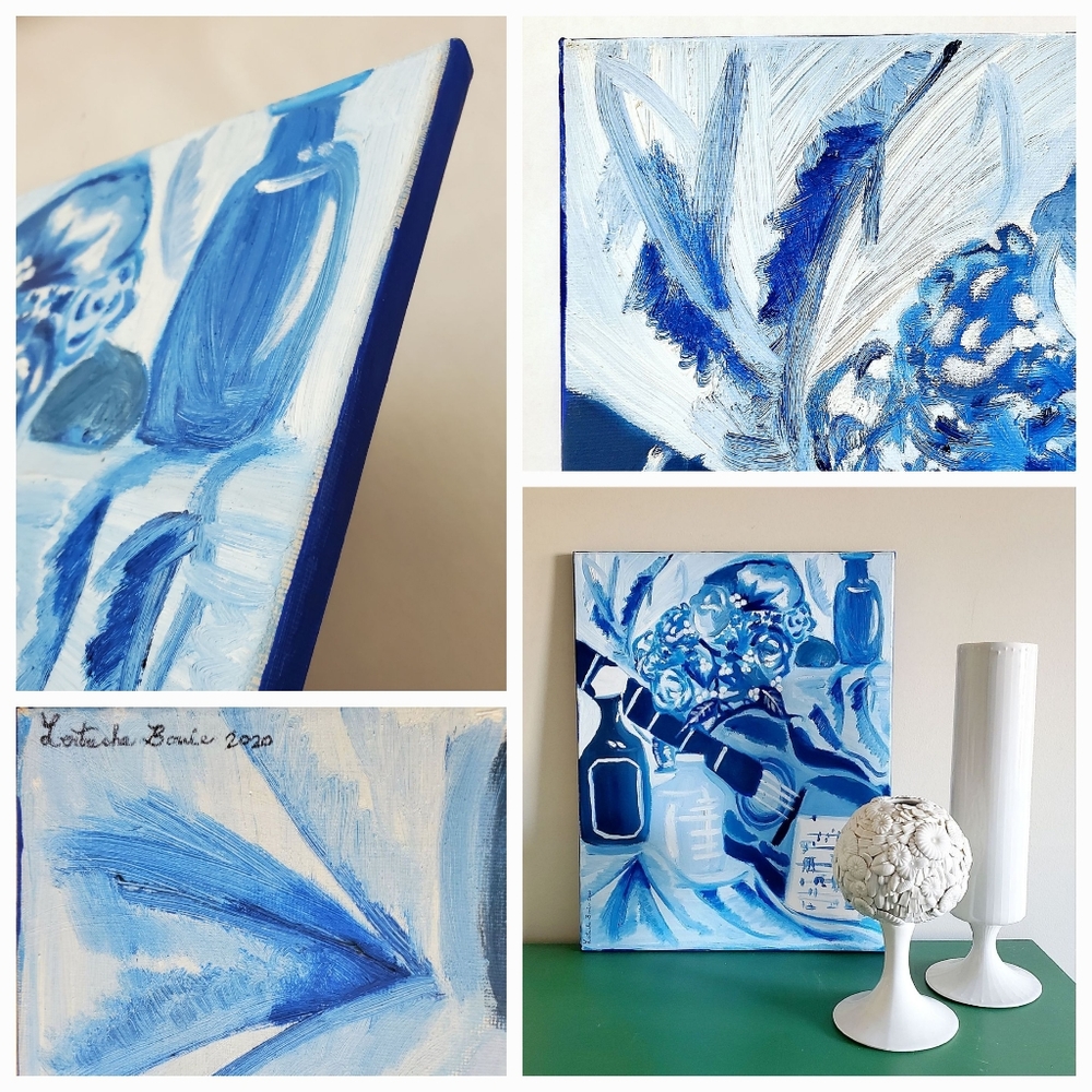 "Blue Guitar" Contemporary Still Life Oil on Canvas Painting, Signed - Picture 4 of 11
